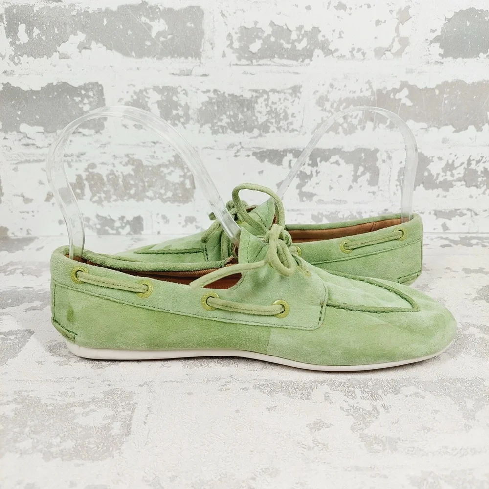 NEW Sperry Slimboat LTT Sneakers Women 5.5 Green Suede Preppy Coastal M554 - Picture 2 of 11